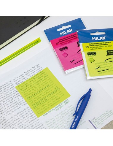 Bloc 50 notas adhesivas translúcidas amarillo...