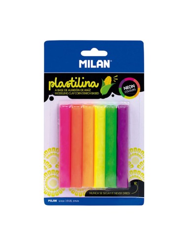 Plastilina de colores fluorescentes 70 g colores surtidos, 6 uds
