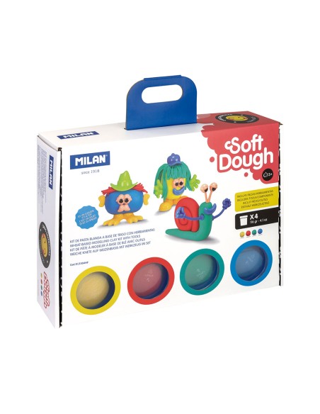 Maletín pasta blanda soft dough 4 botes 116 g con herramientas 'caras divertidas'