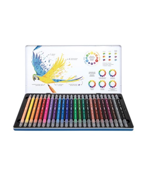Rotuladores de doble punta fina - pincel colores surtidos, 24 uds