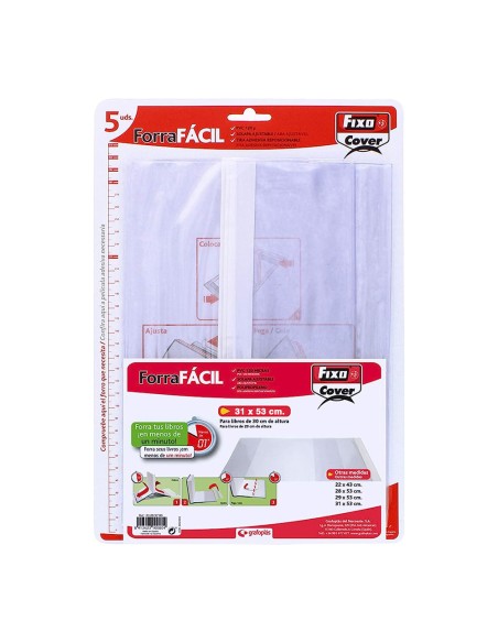 Forros para libros ajustables de pvc transparente 310 x 530 mm, 5 uds