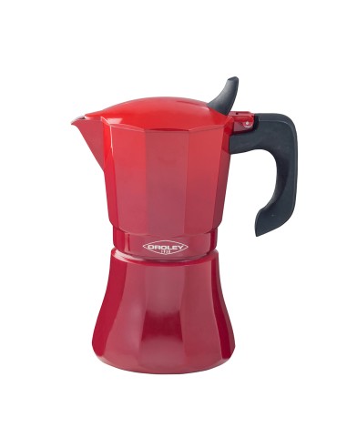 Cafetera petra roja de aluminio de 6 tazas