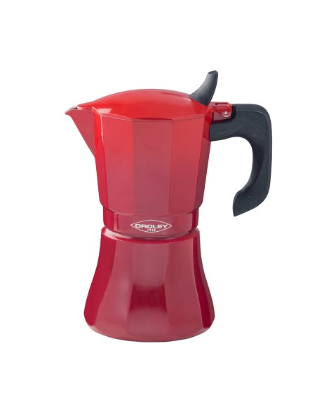 Cafetera petra roja de aluminio de 6 tazas