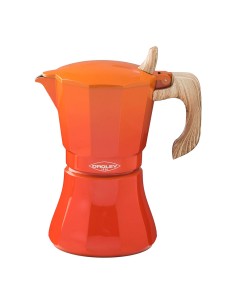 Cafetera petra naranja de aluminio de 6 tazas