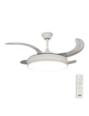 Ventilador de techo led, modelo ross, aspas retráctiles, blanco mate, ø107 cm