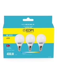 Kit 3 bombillas esfericas led e14 5 w 400 lm 6400 k luz fria ø4,5 x 8 cm 2