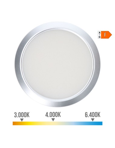 Downlight ajustable led superficie/empotrar 20 w 2050 lm, marco cromo, 3cct, ø22,5cm
