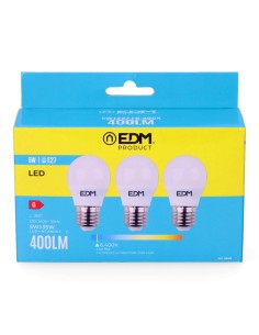 Kit 3 bombillas esfericas led e27 5 w 400 lm 6400 k luz fria ø4,5 x 8 cm 2