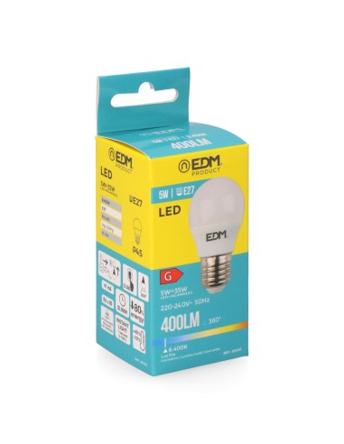 Bombilla esferica led e27 5 w 400 lm 6400 k luz...