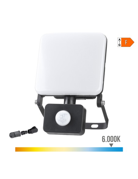 Foco proyector led frameless con sensor 20 w 1560 lm 6000 k luz fria 11 x 10,5 cm