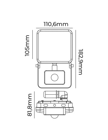 Foco proyector led frameless con sensor 20 w...