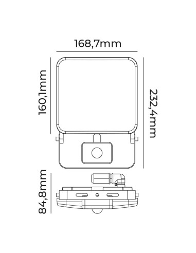 Foco proyector led frameless con sensor 50 w...