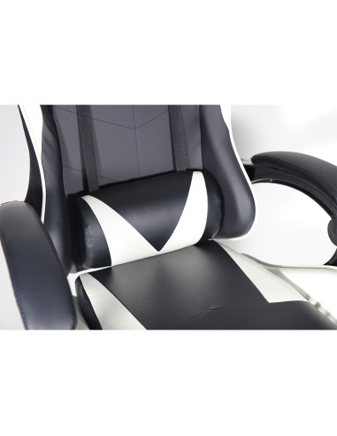 Silla gaming ergonómica negra y blanca