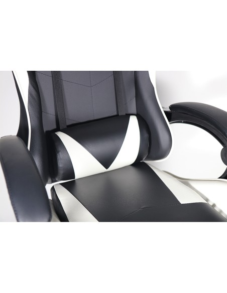 Silla gaming ergonómica negra y blanca