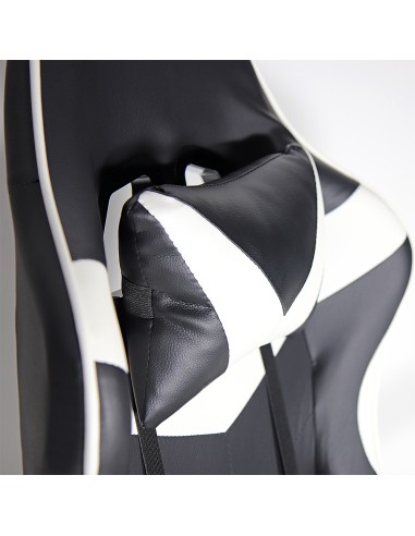 Silla gaming ergonómica negra y blanca