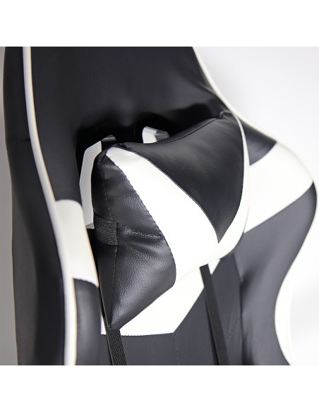 Silla gaming ergonómica negra y blanca