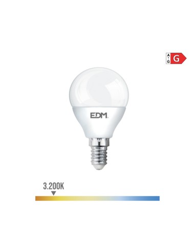 Bombilla esferica led e14 5 w 400 lm 3200 k luz calida ø4,5 x 8 cm