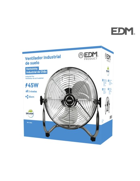 Ventilador industrial de suelo. color negro 45w aspas ø30 x 41 cm