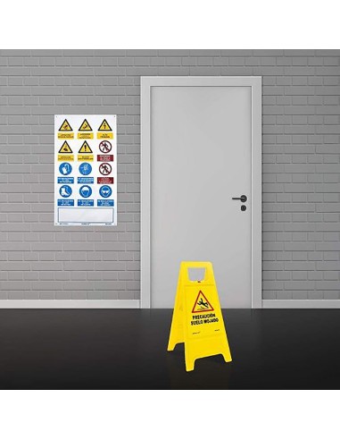 Panel amarillo precaucion suelo mojado 62cm al....