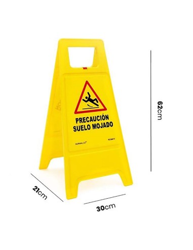 Panel amarillo precaucion suelo mojado 62cm al....