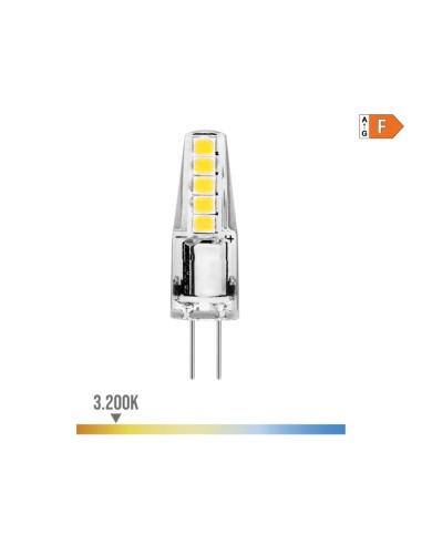 Bombilla bi-pin silicona led g4 12v 2 w 180 lm 3200 k luz calida ø10 x 37 mm