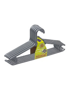 Perchas doble grueso color plateado, 6 uds