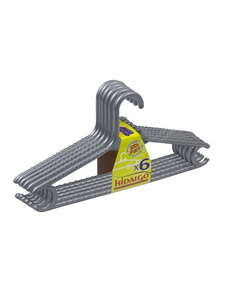 Perchas doble grueso color plateado, 6 uds