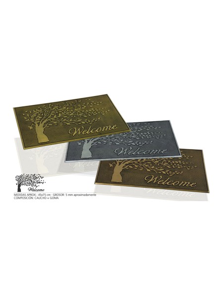 Felpudo de goma árbol welcome colores surtidos 75x45x0,5cm hidalgo