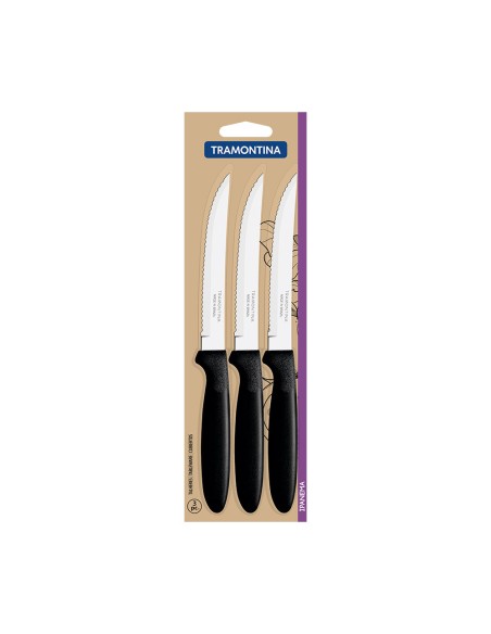 Juego de cuchillos para carne 3 piezas ipanema negro 21,3cm tramontina