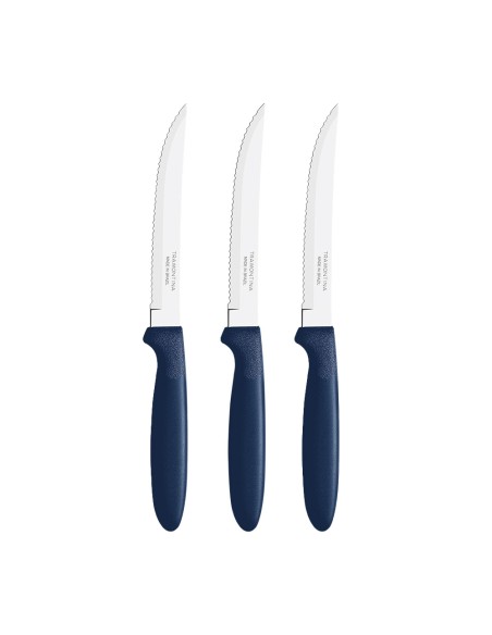 Juego de cuchillos para asado 3 piezas ipanema azul 21,3cm tramontina