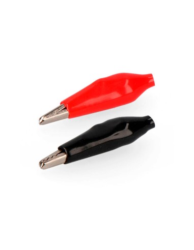 Pinza tipo cocodrilo 2 unidades 1 roja + 1 negra