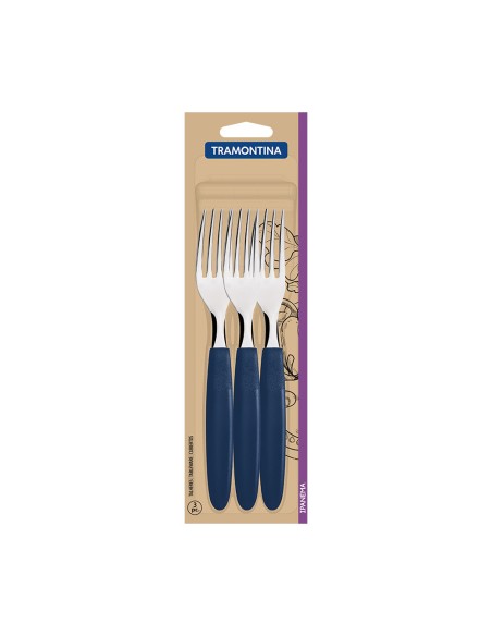 Juego de tenedores de mesa 3 piezas ipanema azul 19,1cm tramontina
