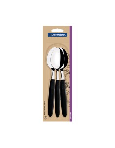 Juego de cucharas de mesa 3 piezas ipanema negro 19cm tramontina 2