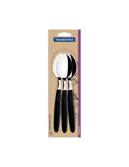 Juego de cucharas de mesa 3 piezas ipanema negro 19cm tramontina