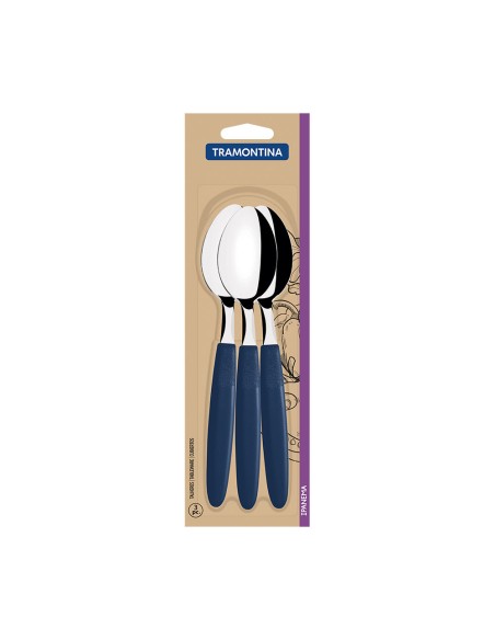 Juego de cucharas de mesa 3 piezas ipanema azul 19cm tramontina
