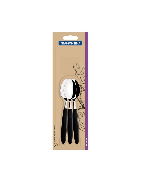 Juego de cucharas para té 3 piezas ipanema negro 13,9cm tramontina