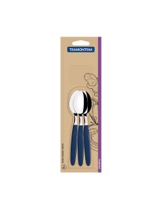 Juego de cucharas para té 3 piezas ipanema azul 13,9cm tramontina 2