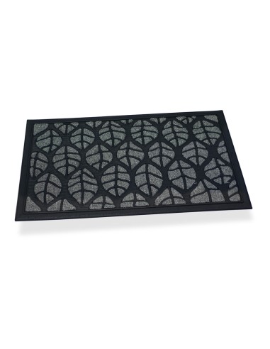 Felpudo goma/moqueta hojas gris 75x45x0,5cm hidalgo