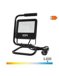 Foco proyector led con pie black series 50 w 4000 lm 6400 k luz fria 24 x 21 x 34 cm