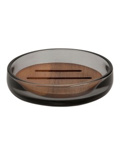 Jabonera de cristal gris y acacia