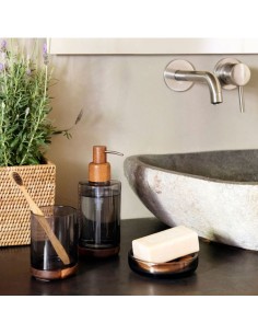 Dispensador de cristal gris y acacia 2