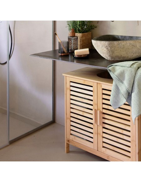 Armario bajo para lavabo de bambú 60 x 30 x 62 cm