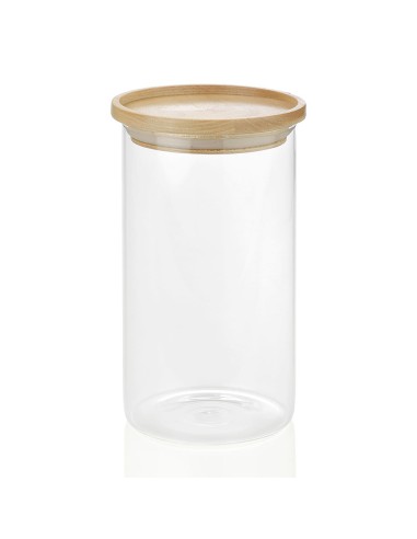 Bote de vidrio/madera ø9,5x17,5cm cc16204 andrea house