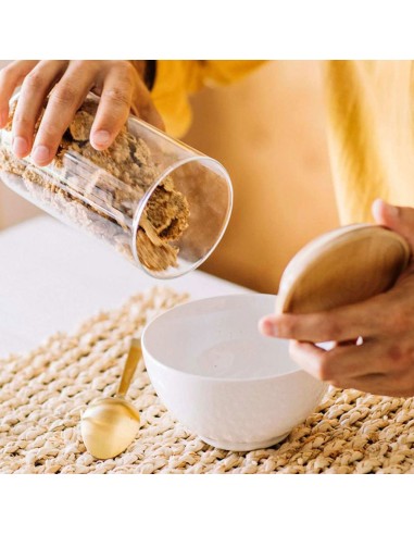 Bote de vidrio/madera ø9,5x17,5cm cc16204...