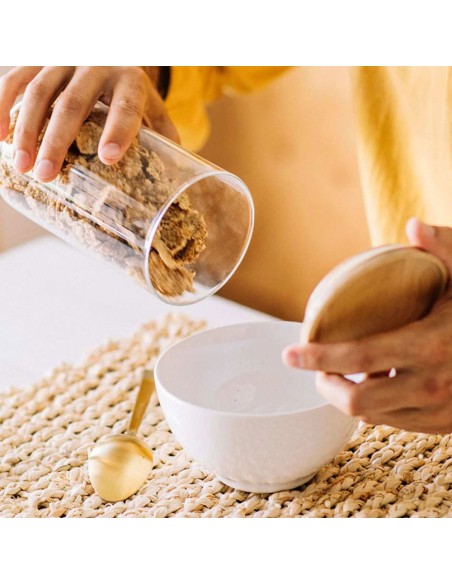 Bote de vidrio/madera ø9,5x17,5cm cc16204 andrea house