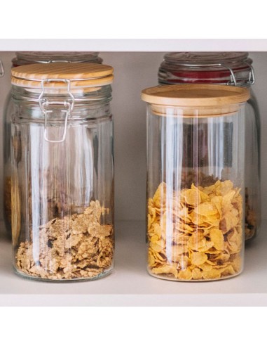Bote de vidrio/madera ø9,5x17,5cm cc16204...