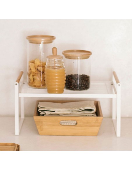 Bote de vidrio/madera ø9,5x17,5cm cc16204 andrea house