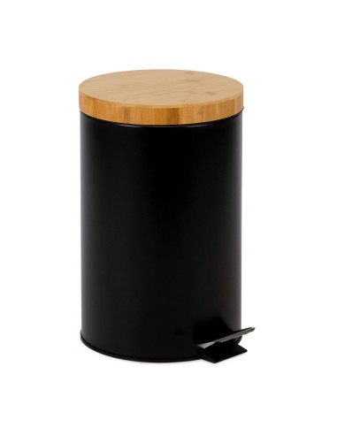 Papelera pedal de metal negro 12 l