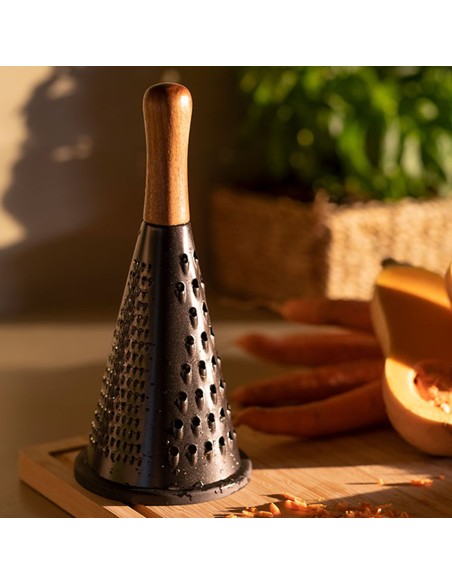 Rallador inoxidable negro/acacia cc73014 andrea house