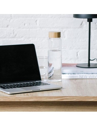 Botella de vidrio con tapa de bambú ø8x26,5cm...